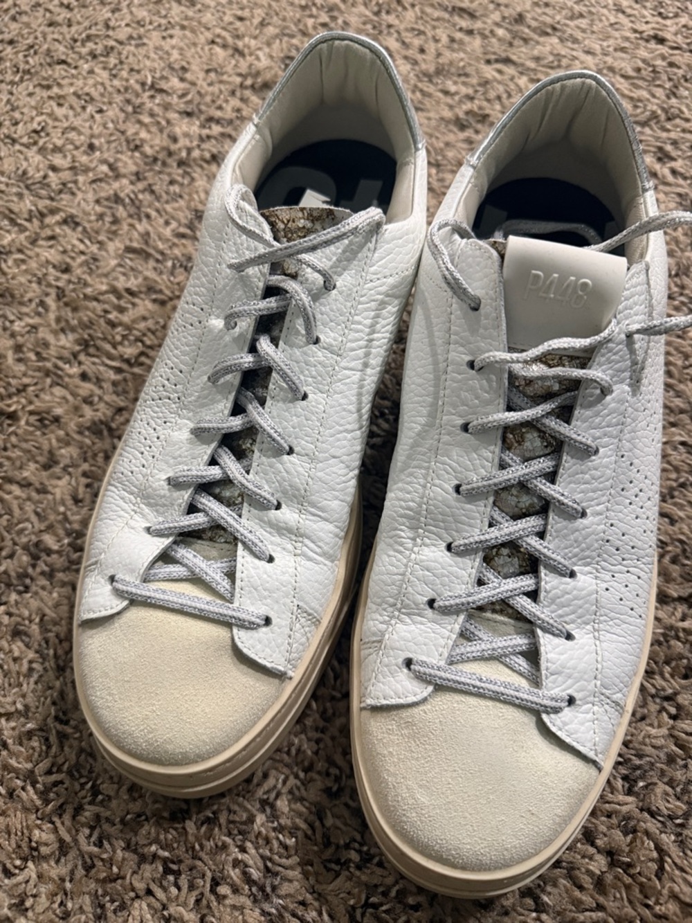 P448 White and Silver Sneakers with sparkly laces - Women’s 40